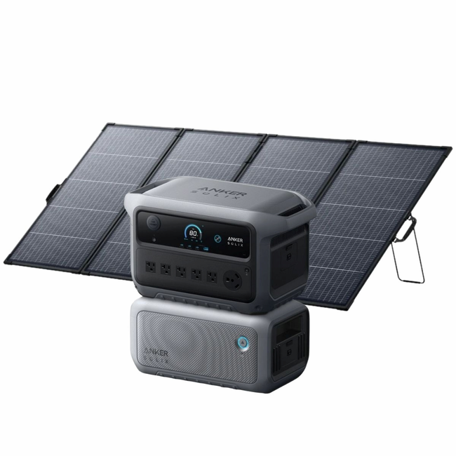 Anker SOLIX C2000 Gen 2 Portable Power Station with Expansion Battery and 400W Bifacial Portable Solar Panel - 4096 Watt Hours
