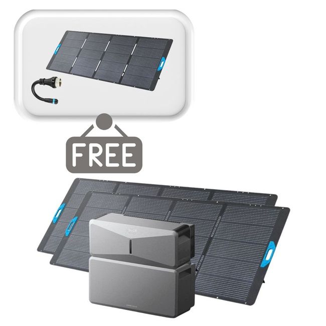 Anker SOLIX E10 Smart Home Backup System with 2x 400W Solar Panel - With Free 400W Panel Power Strip and AC Generator Cable