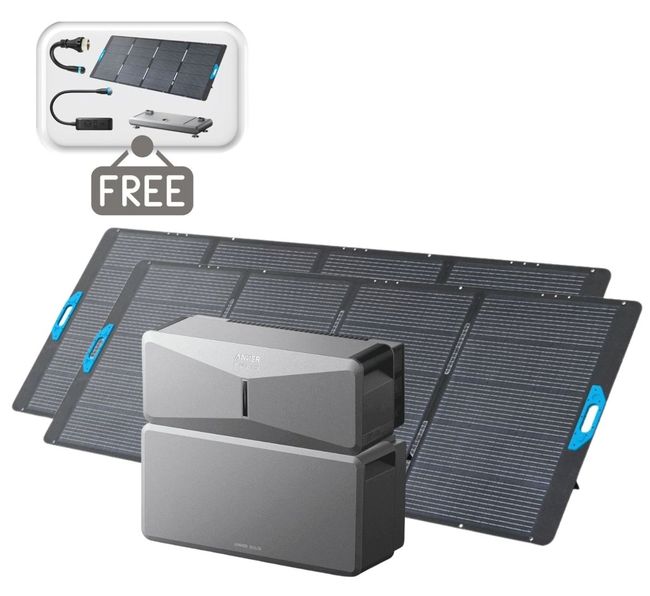 Anker SOLIX E10 Smart Home Backup System with 2x 400W Solar Panel - With Free 400W Panel, Power Strip, Metal Pad and AC Generator Cable