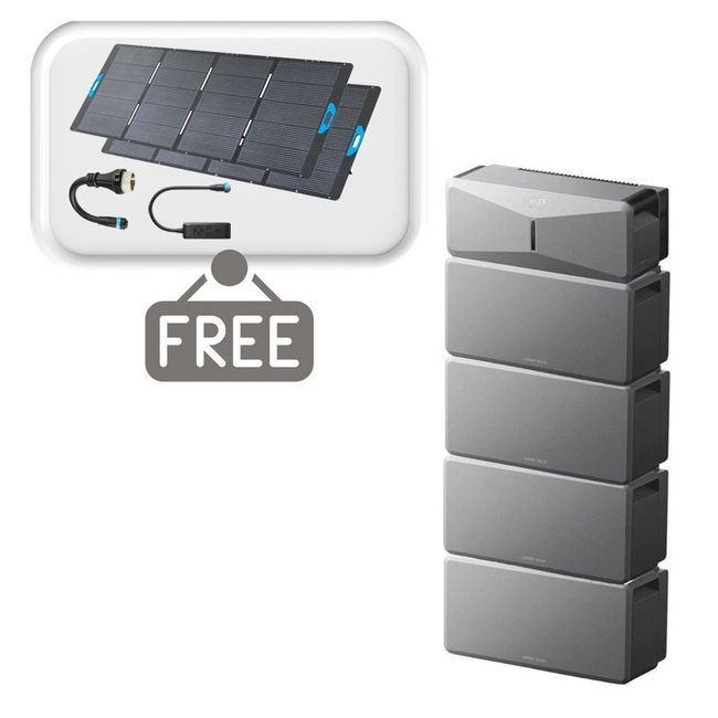 Anker SOLIX E10 Smart Home Backup System with 4 Batteries - 24Kwh - With 2x Free 400W Panels, Power Strip and AC Generator Cable