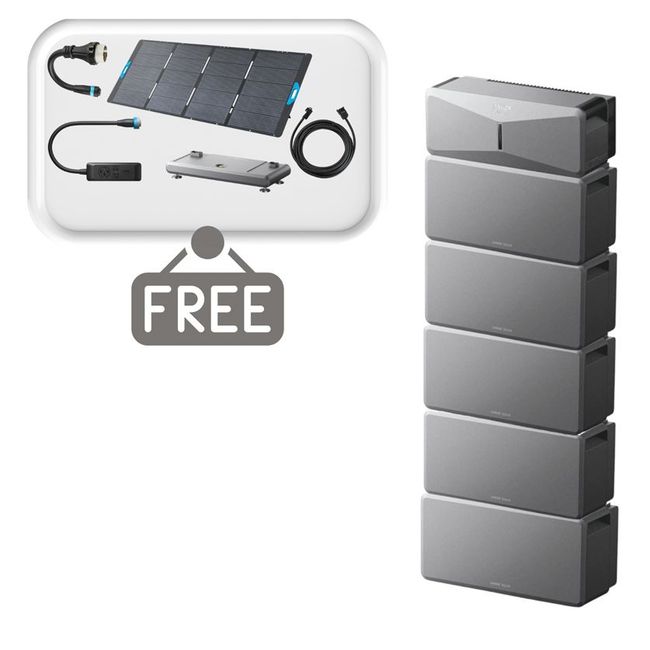 Anker SOLIX E10 Smart Home Backup System with 5 Batteries - 30Kwh - With Free 400W Panel, Power Strip, Metal Pad, Smart Gen DC Cable and AC Generator Cable