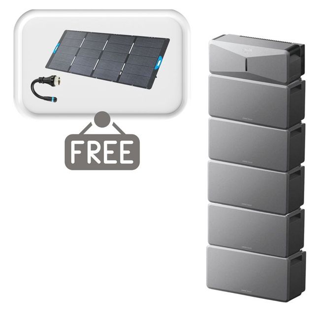 Anker SOLIX E10 Smart Home Backup System with 5 Batteries - 30Kwh - With Free 400W Panel Power Strip and AC Generator Cable
