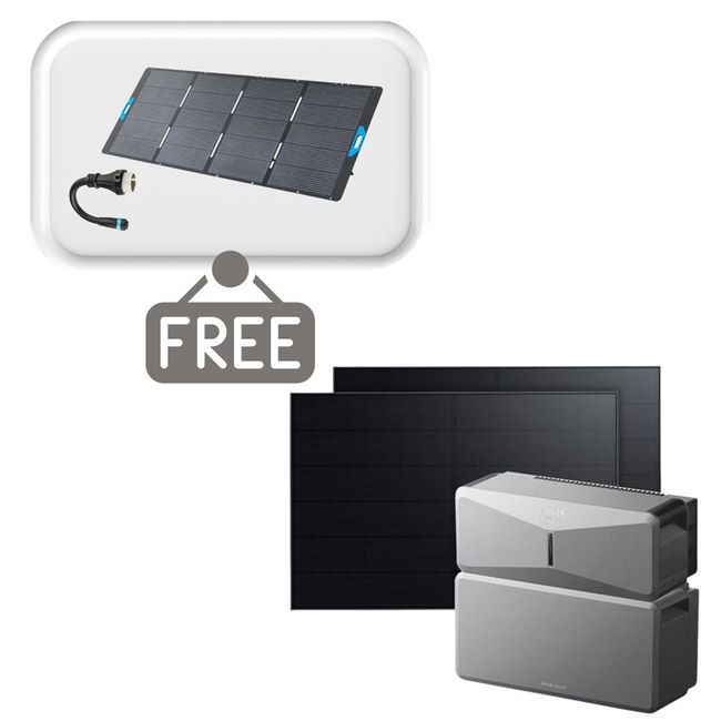 Anker SOLIX E10 Home Backup Solar Generator Kit - 880W of Solar - With Free 400W Panel Power Strip and AC Generator Cable