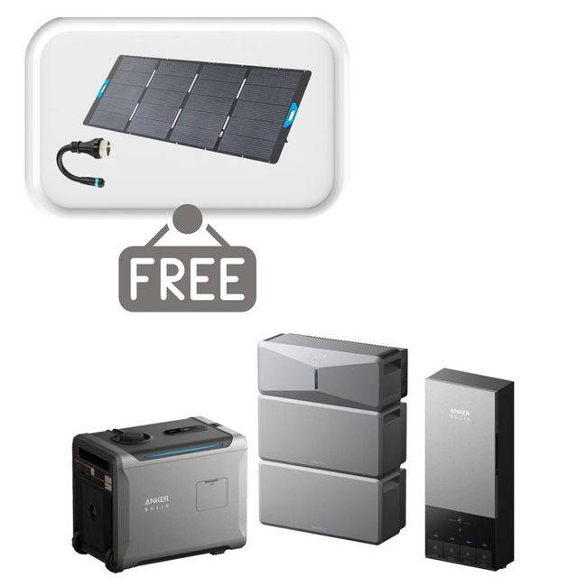 Anker SOLIX E10 Smart Home Backup System Plus Expansion Battery - 12 kWh - with Smart Generator 5500 - Tri Fuel & Power Dock - With Free 400W Panel Power Strip and AC Generator Cable