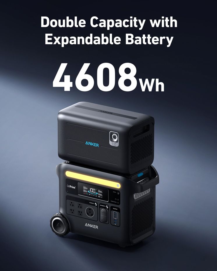 Anker SOLIX F2600 Portable Power Station with Expansion Battery 4608