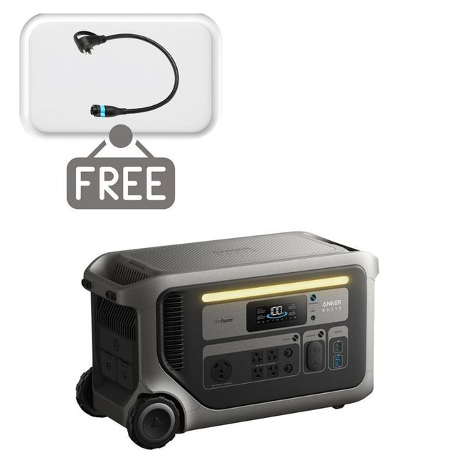 Anker SOLIX F3000 Portable Power Station - 3072 Watt Hours - Includes Free Gas Generator Adapter