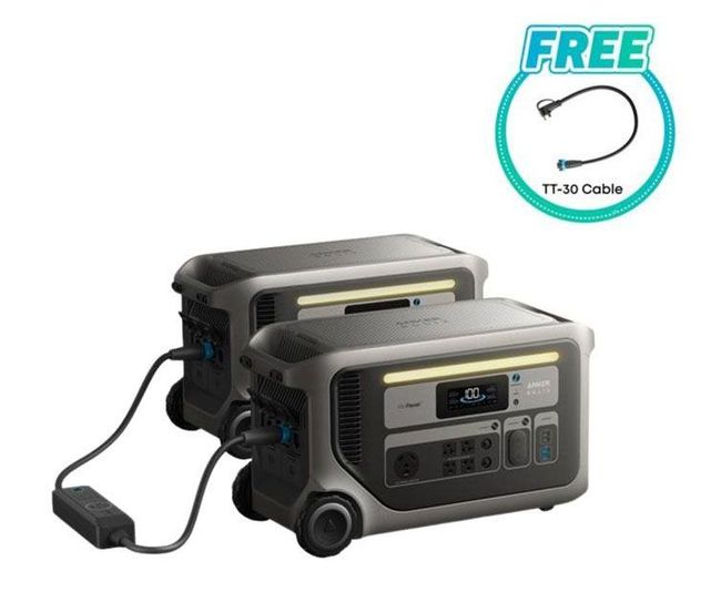 Anker SOLIX F3000 Dual Power Station Kit - 6144Wh Total Capacity - Includes Double Voltage Hub - Includes FREE TT-30 Cable