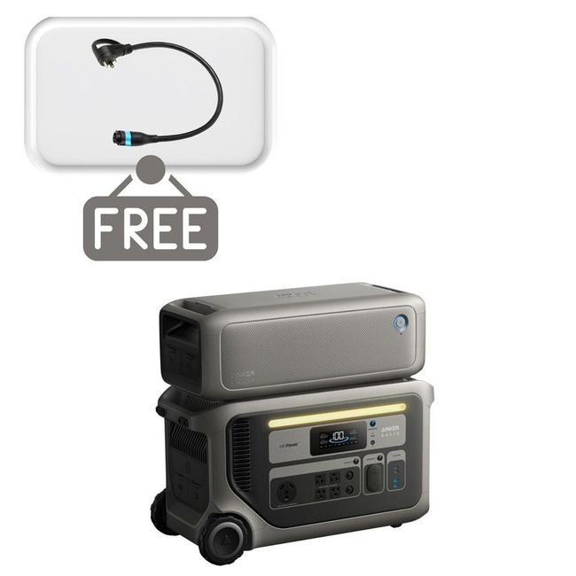 Anker SOLIX F3000 Portable Power Station with BP3000 Expansion Battery - 6144 Watt Hours - Includes Free Gas Generator Adapter