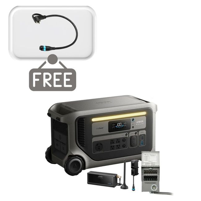 Anker SOLIX F3000 with Manual Transfer Switch & Power Saver Kit - Includes Free Gas Generator Adapter