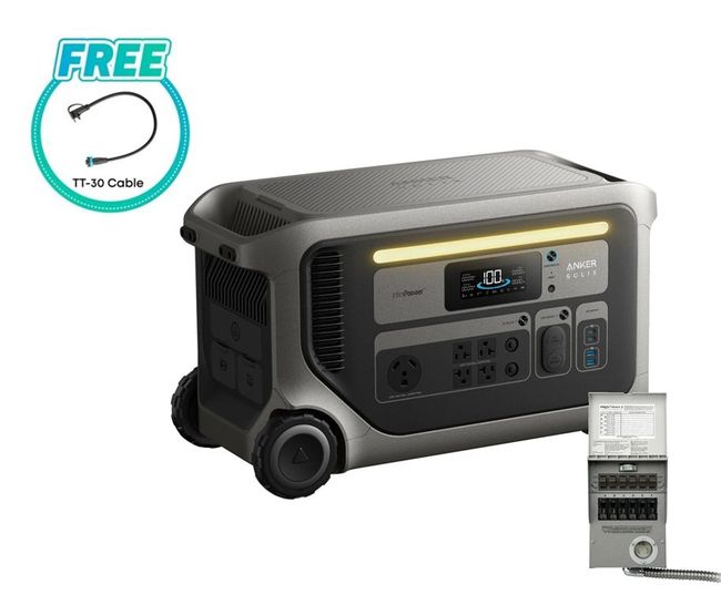 Anker SOLIX F3000 (3072Wh) Power Station with Transfer Switch - Includes Free TT-30 Cable 
