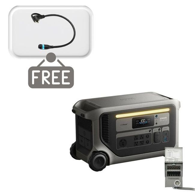 Anker SOLIX F3000 (3072Wh) Power Station with Transfer Switch - Includes Free Gas Generator Adapter