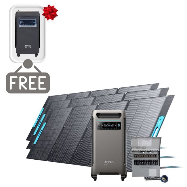 Anker SOLIX F3800 Solar Generator Home Transfer Kit - 3840Wh - With 3x 400W Solar Panels - Includes FREE Protective Cover