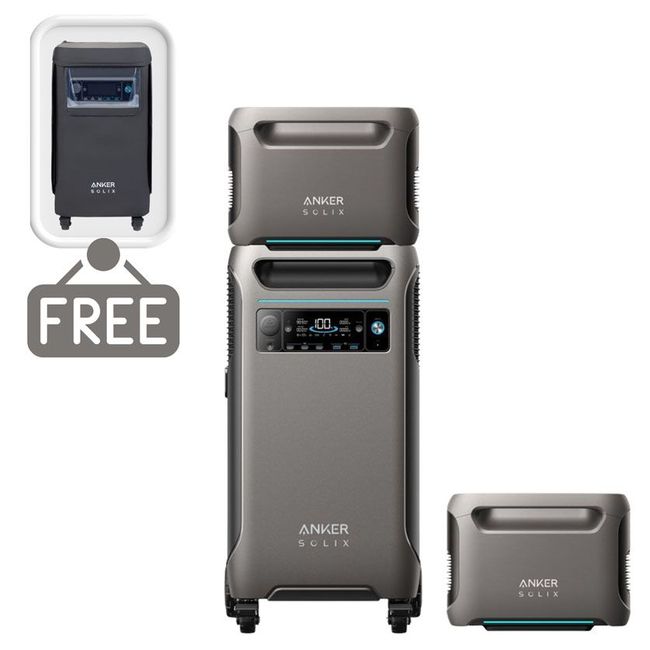 Anker SOLIX F3800 Portable Power Station with 2x Expansion Batteries - 11.52 KWh - Includes a FREE Protective Cover