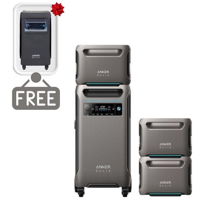 Anker SOLIX F3800 Portable Power Station with 3x Expansion Batteries - 15.36 KWh - Includes FREE Protective Cover