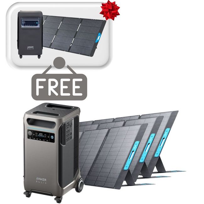 Anker SOLIX F3800 Solar Generator - 3840Wh - With 3x 400W Solar Panels - Includes FREE Protective Cover & 1x FREE 400W Solar Panel