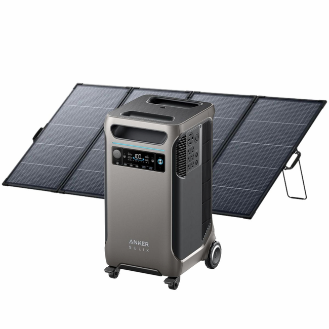 Anker SOLIX F3800 Solar Generator with PS400 Bifacial Portable Solar Panel - 3840Wh