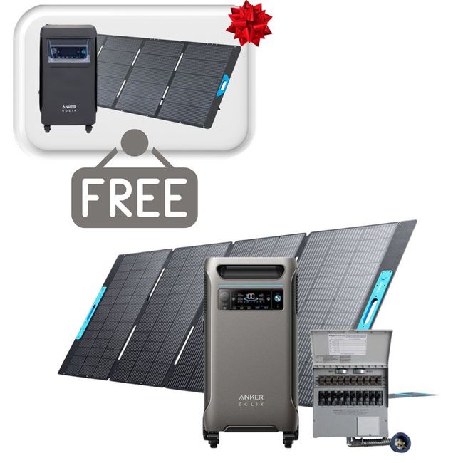 Anker SOLIX F3800 Solar Generator Home Transfer Kit - 3840Wh - Includes a FREE Protective Cover & 1x FREE 200W Solar Panel