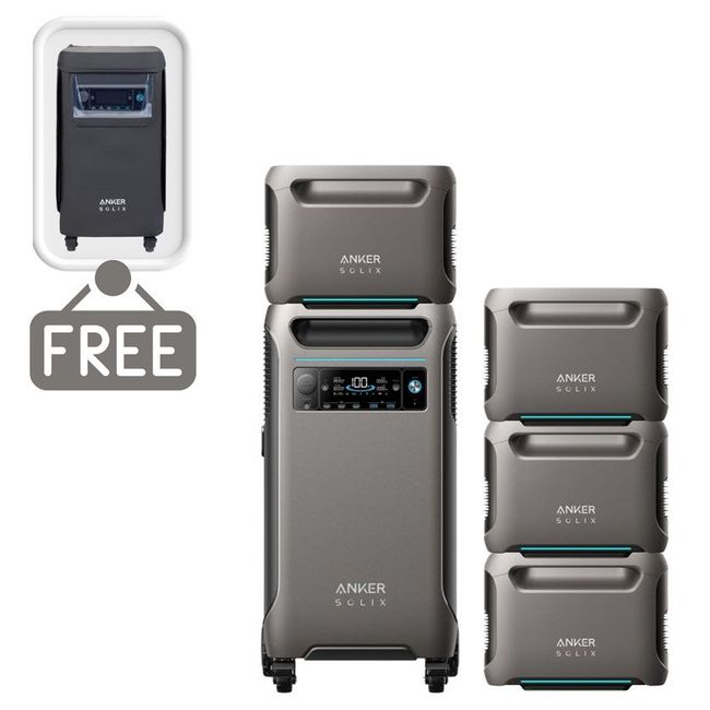 Anker SOLIX F3800 Portable Power Station with 4x Expansion Batteries - 19.20 KWh - Includes FREE Protective Cover
