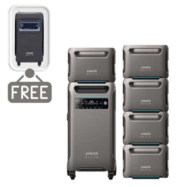 Anker SOLIX F3800 Portable Power Station with 5x Expansion Batteries - 23 KWh - Includes FREE Protective Cover