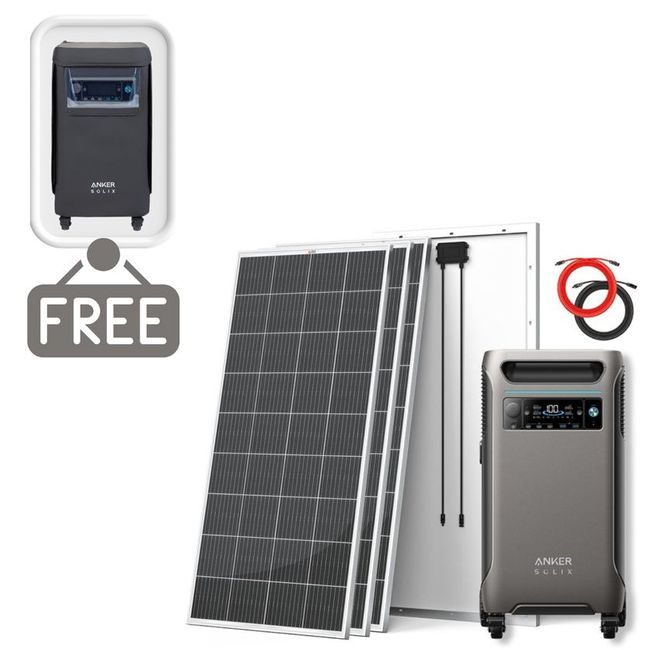 Anker SOLIX F3800 Solar Generator - 3840Wh - With 4x 200W Rich Solar Panels and FREE Protective Cover