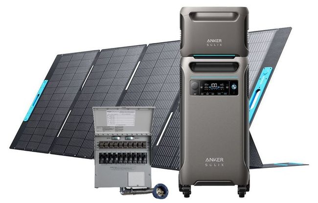 Anker SOLIX F3800 Portable Power Station with Expansion Battery, 400W Foldable Solar Panel and Transfer Switch - 7680 Watt Hours