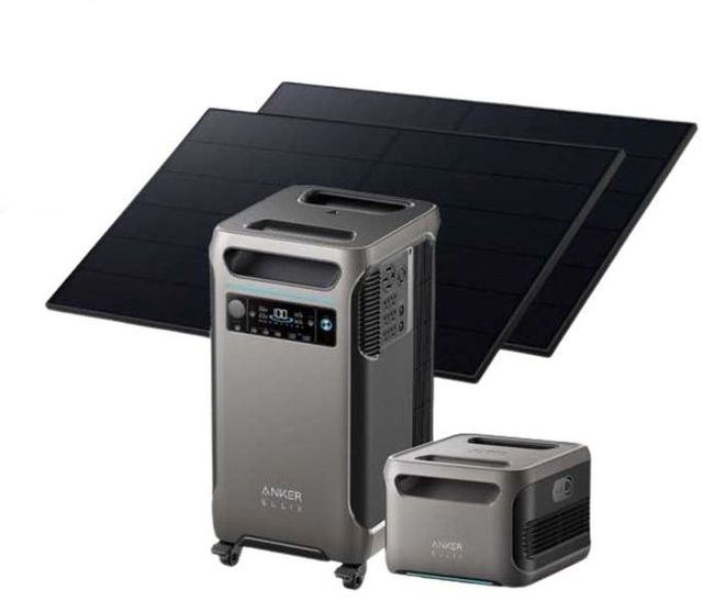 Anker SOLIX F3800 Solar Generator with Expansion Battery and 2x 440W Rigid Solar Panels - 7680 Watt Hours