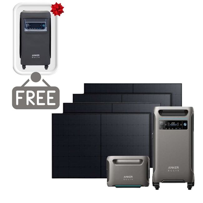 Anker SOLIX F3800 Solar Generator with Expansion Battery and 4x 410W Rigid Solar Panels - 7680 Watt Hours - Includes FREE Protective Cover