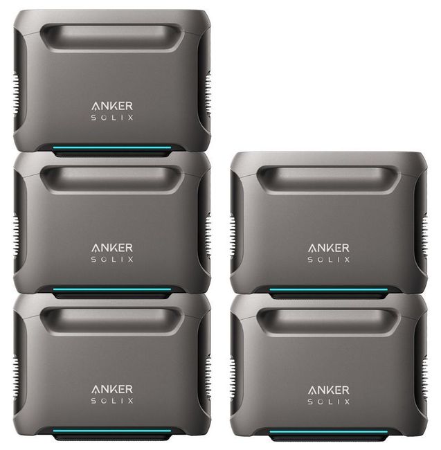 5x Anker SOLIX F3800 Expansion Battery - 3840 Watt Hours
