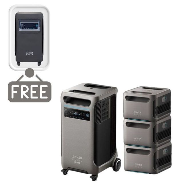 Anker SOLIX F3800 Plus Portable Power Station with 3 Expansion Batteries (15360Wh) - Includes FREE Protective Cover