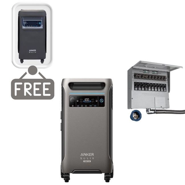 Anker SOLIX F3800 Plus Portable Power Station & 50A Manual Transfer Switch Kit - 3840 Watt Hours - Includes FREE Protective Cover
