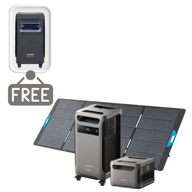 Anker SOLIX F3800 Plus Portable Solar Generator Kit with Expansion Battery - 7680 Watt Hours - Includes 400W Anker Solar Panel - Includes FREE Protective Cover