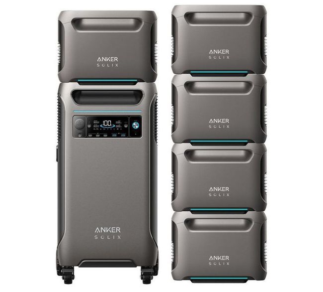 Anker SOLIX F3800 Portable Power Station with 5x Expansion Batteries - 23  KWh