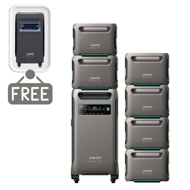 Anker SOLIX F3800 Portable Power Station with 6x Expansion Batteries - 26.88 KWh - Includes a FREE Protective Cover