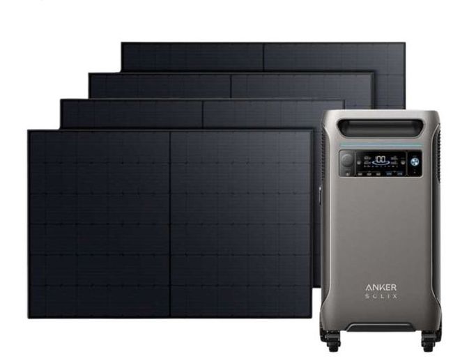 Anker SOLIX F3800 Portable Solar Generator with 4x 440W Rigid Solar Panels - 3840 Watt Hours