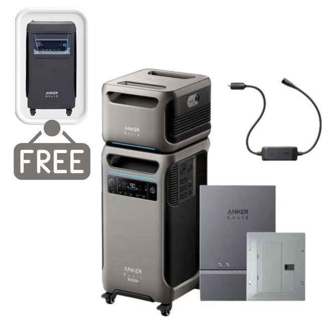 Anker SOLIX F3800 Plus Automatic Home Power Panel Kit with Expansion Battery & Gas Generator Adapter - Includes a FREE Protective Cover