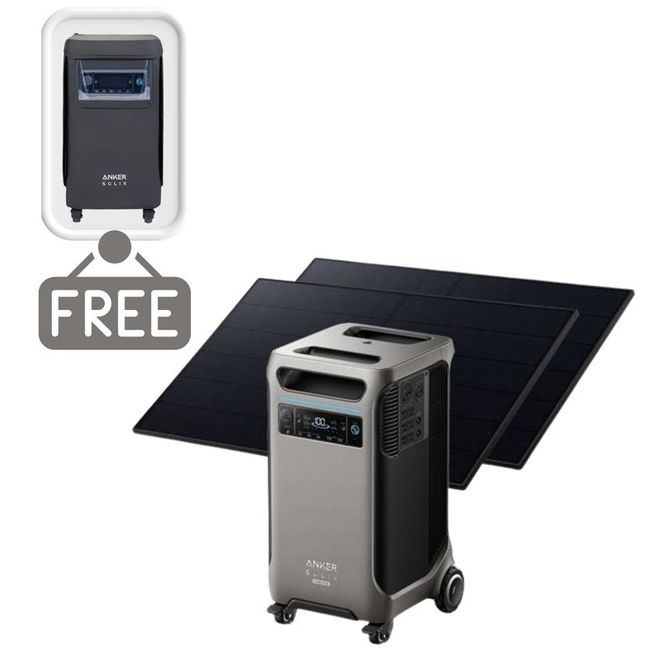 Anker SOLIX F3800 Plus Solar Generator Kit - 3840 Watt Hours - With 2x 410W Rigid Solar Panels - Includes FREE Protective Cover
