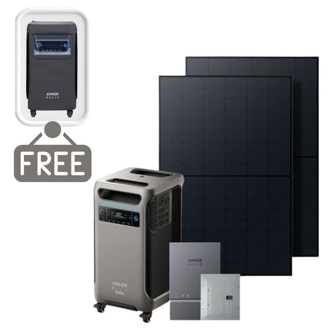 Anker SOLIX F3800 Plus Automatic Home Power Panel and 2x 400W Rigid Solar Panel Kit - Includes FREE Protective Cover