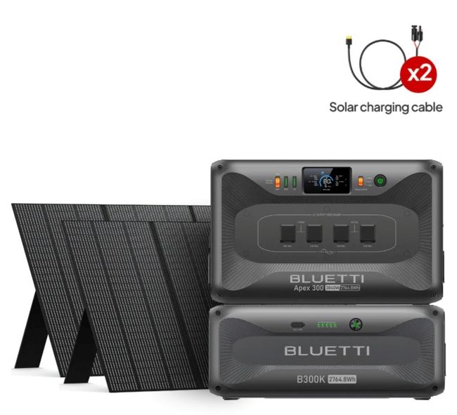 Bluetti Apex 300 Portable Power Station with B300K Expansion Battery and 2x PV350 Solar Panels 