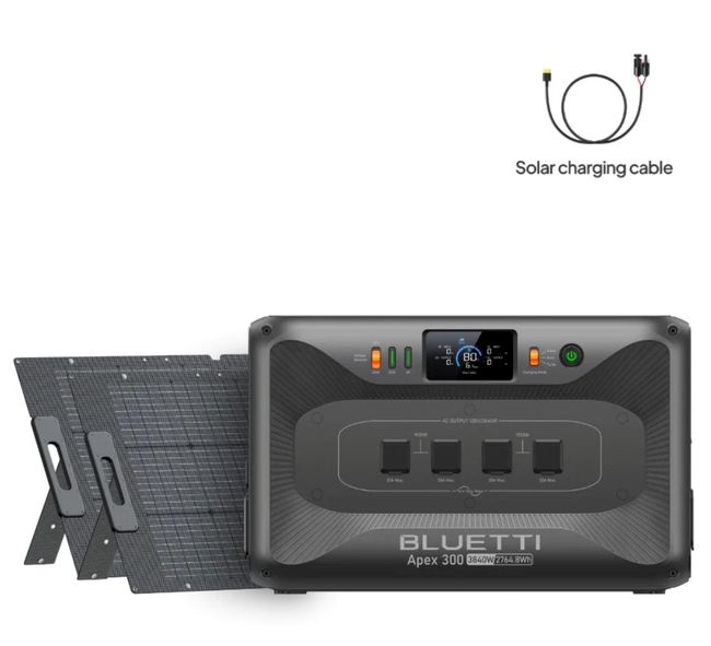 Bluetti Apex 300 Portable Power Station with 2x PV200D Solar Panels - 200 Watts