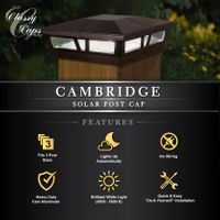 Classy Caps Brown Cambridge Solar Post Cap for 6 x 6 Posts - 4 Pack