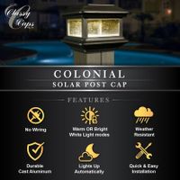 Classy Caps Colonial Solar Post Cap Black for 4x4 Posts - 4 Pack