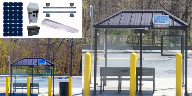 Earthtech Products Solar Bus Stop Lighting Kit - 1 Light (1,264 Lumens), 100W Solar Panel, 55 Ah Battery - Zone 3