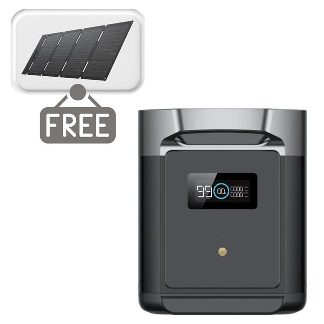 EcoFlow Delta 2 Max Portable Smart Expansion Battery - Includes a FREE EcoFlow 45W Portable Solar Panel - Type C Connection