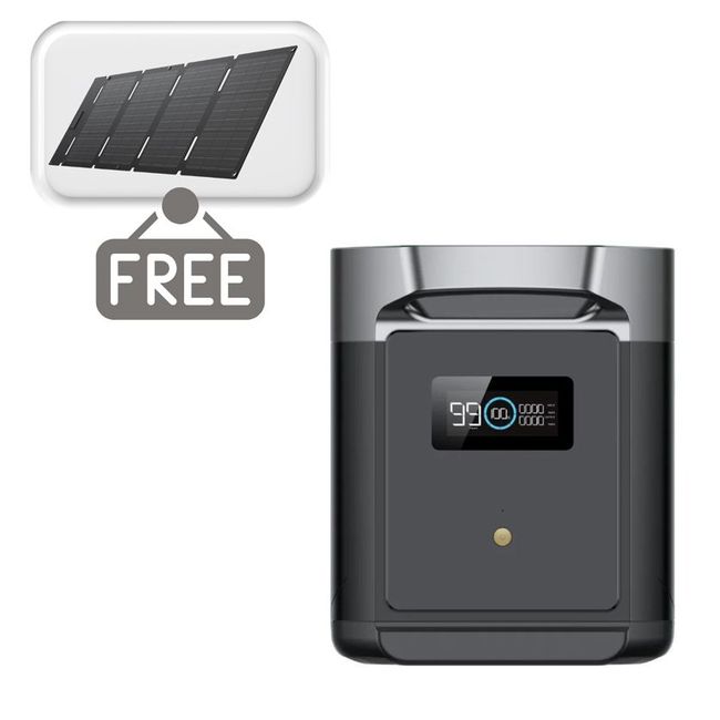 EcoFlow Delta 2 Max Portable Smart Expansion Battery - Includes FREE EcoFlow 45W Portable Solar Panel - Type C Connection