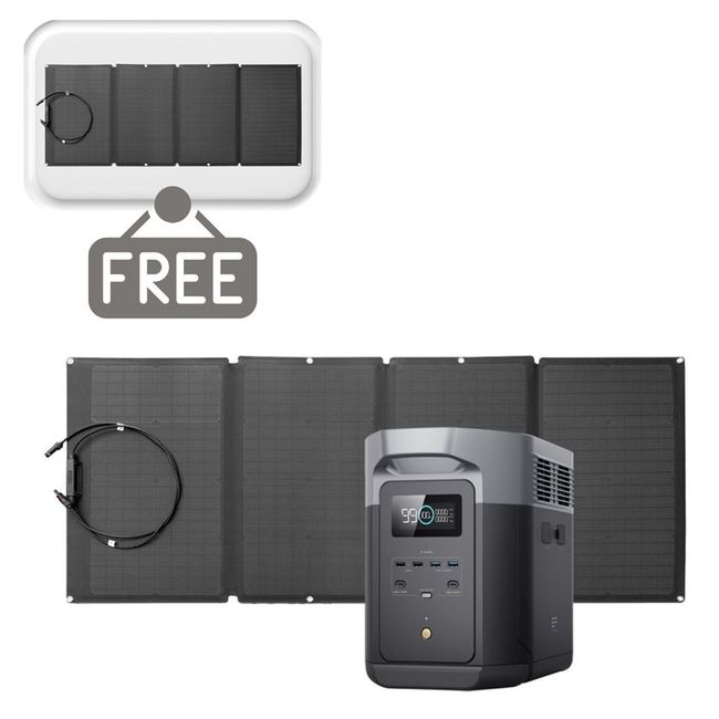 EcoFlow Delta 2 Max Solar Generator - With 160 Watts of Solar - Includes an Extra FREE EcoFlow 160 Watt Solar Panel