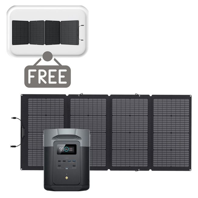 EcoFlow Delta 2 Max Solar Generator - 220 Watt Bifacial Solar Panel - Includes a FREE EcoFlow 110 Watt Solar Panel