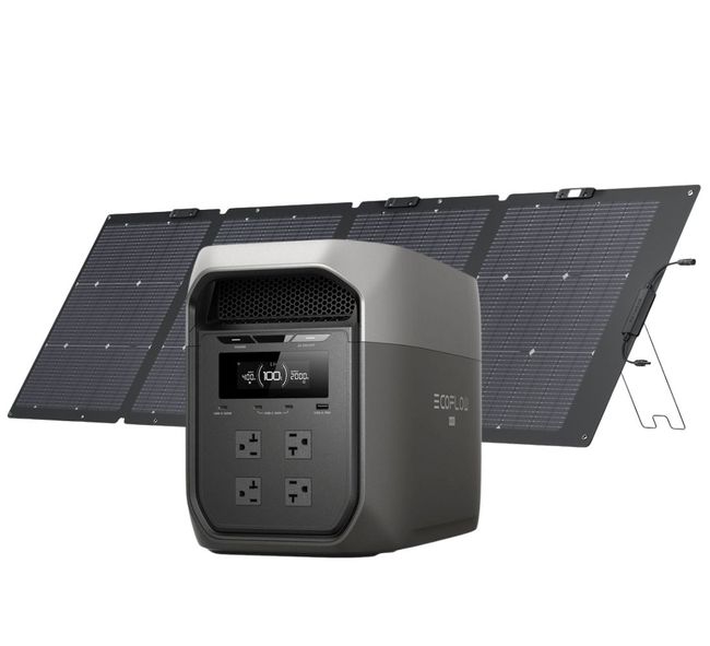 Ecoflow Delta 3 Max Gray Powerstation with 220W Bifacial Portable Solar Panel