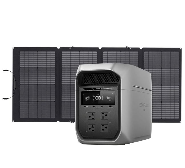 EcoFlow Delta 3 Max Plus Portable Powerstation with 220W Bifacial Solar Panel