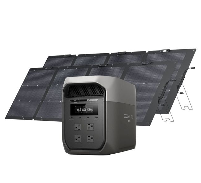 Ecoflow Delta 3 Max Powerstation with 2x 220W Bifacial Portable Solar Panels