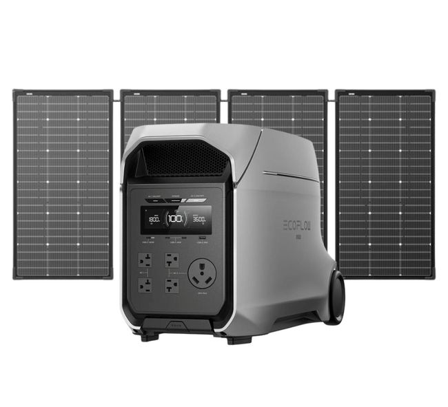 EcoFlow Delta 3 Ultra Plus Portable Powerstation with 500W Bifacial Modular Solar Panel 